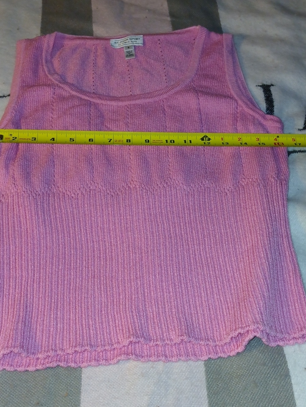 St. John Sport by Marie Gray Pink Ribbed Scoop Neck Tank